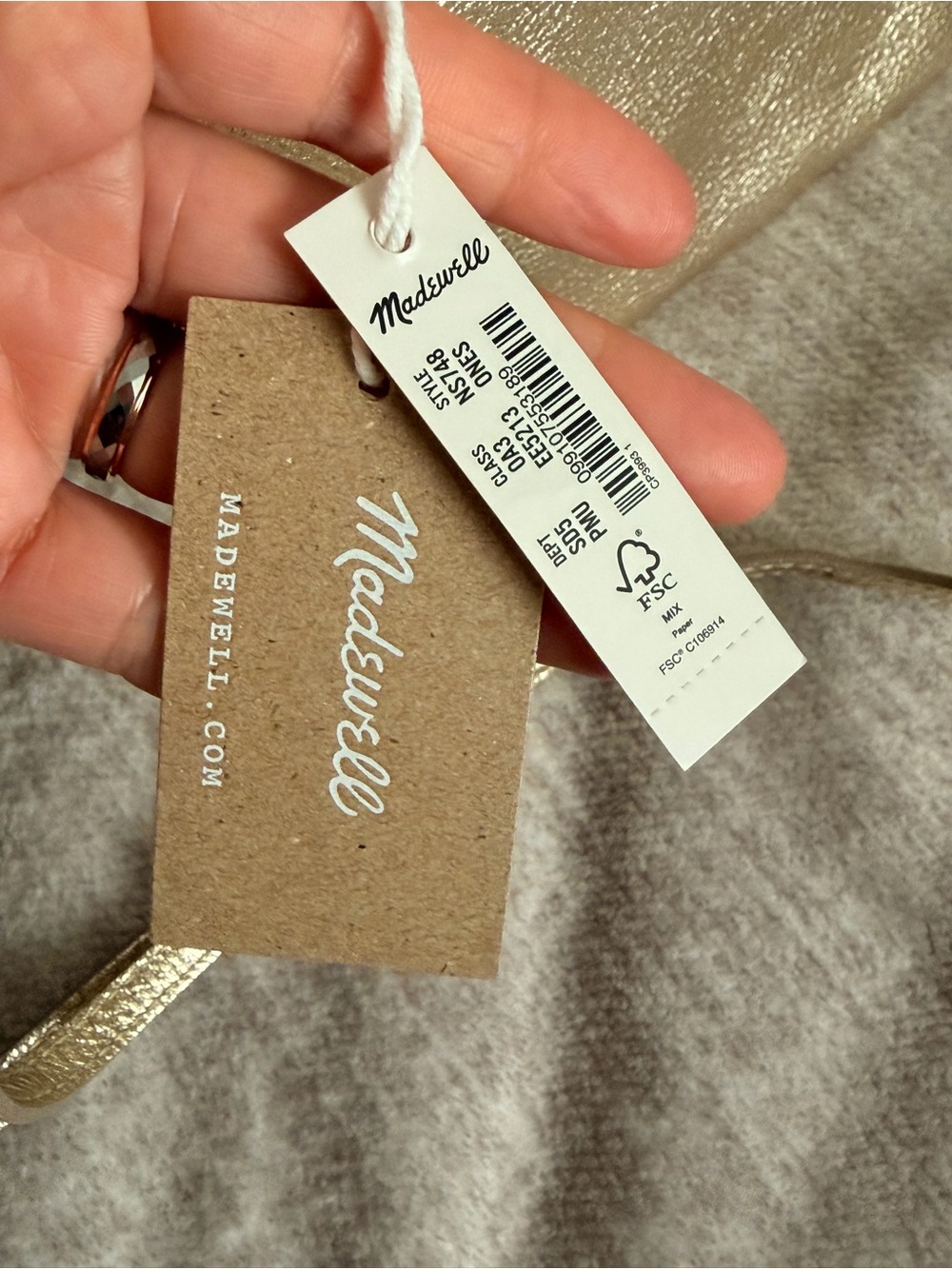 Madewell Bright Shiny Metallic Gold Pebbled Leather Crossbody Bag #303 - Picture 4 of 17